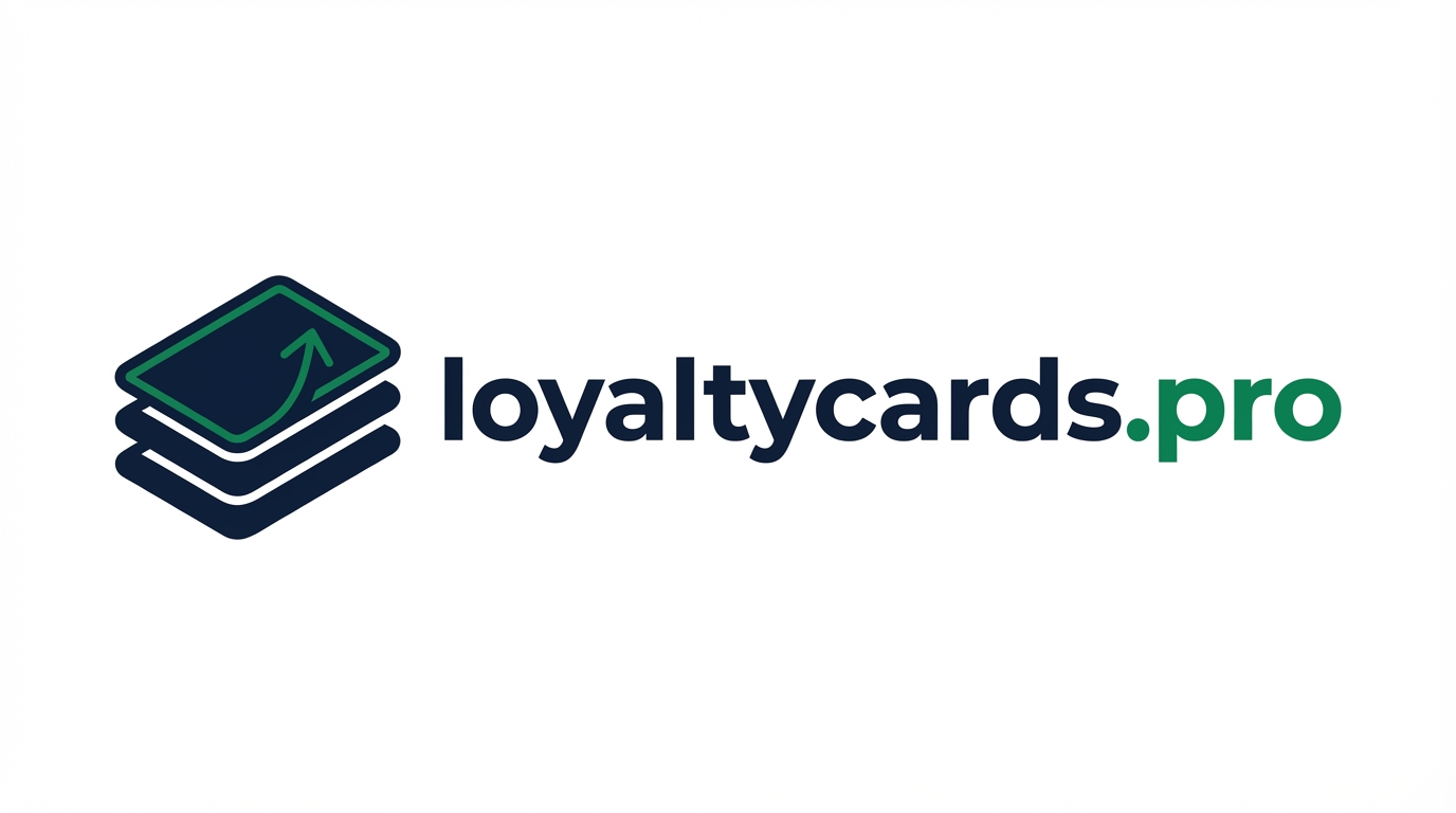 loyaltycards.pro — stacked loyalty cards with upward arrow and wordmark